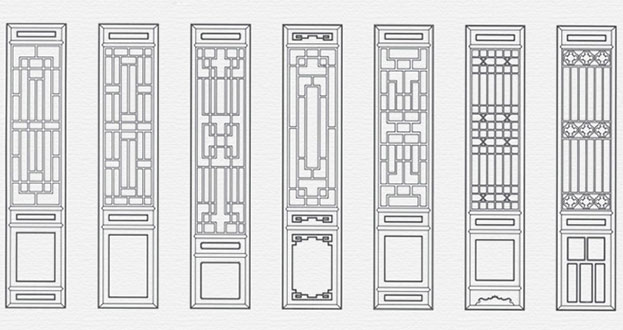 准格尔常用中式仿古花窗图案隔断设计图